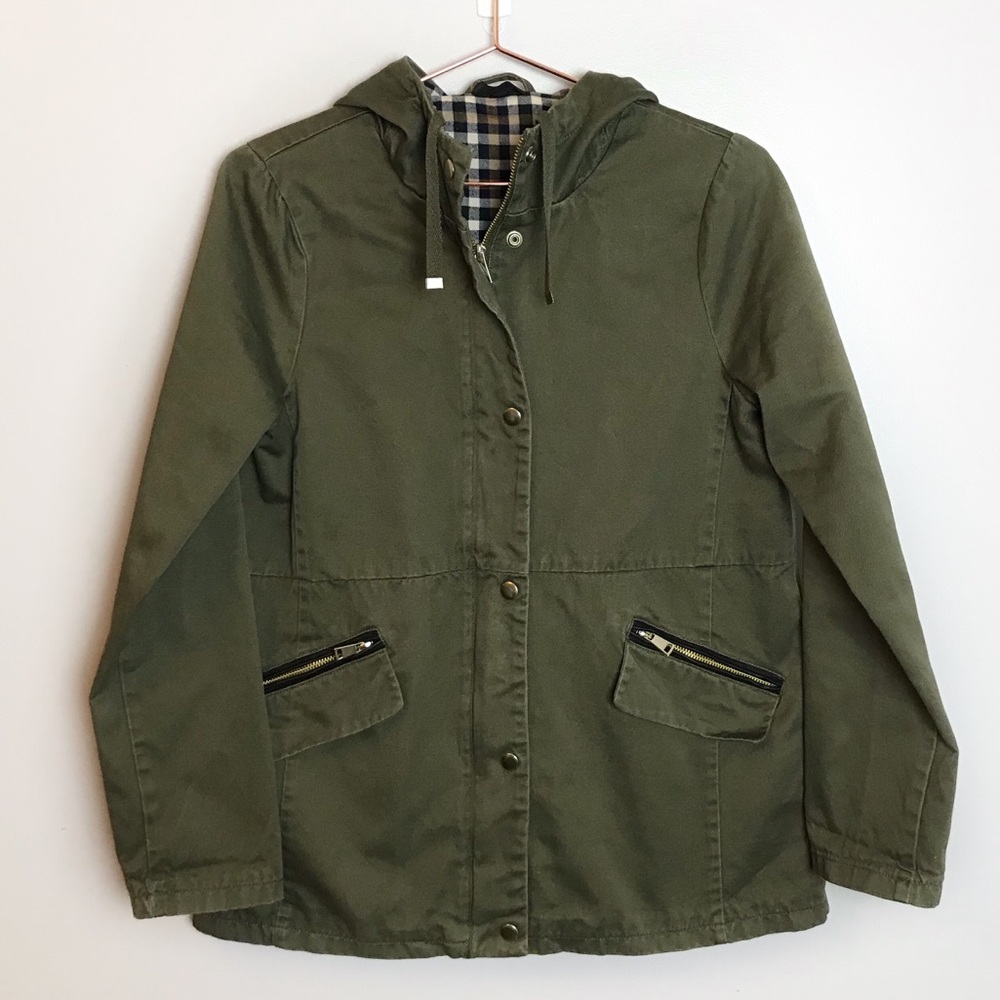 Topshop Green Utility Jacket with Hood